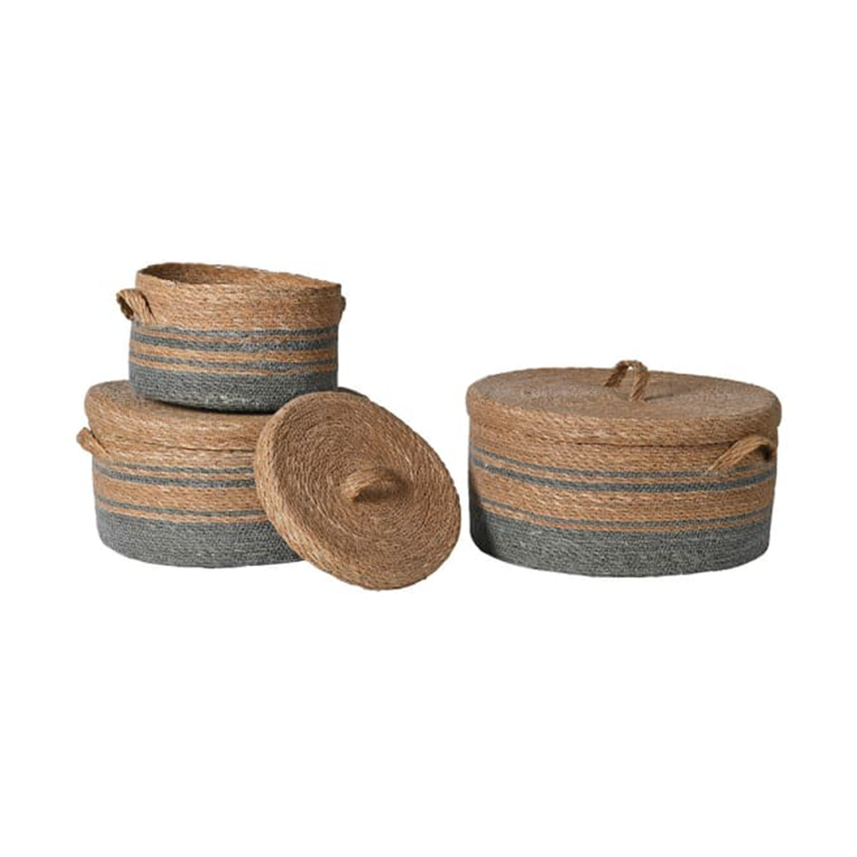 Squat Lidded Baskets set of 3