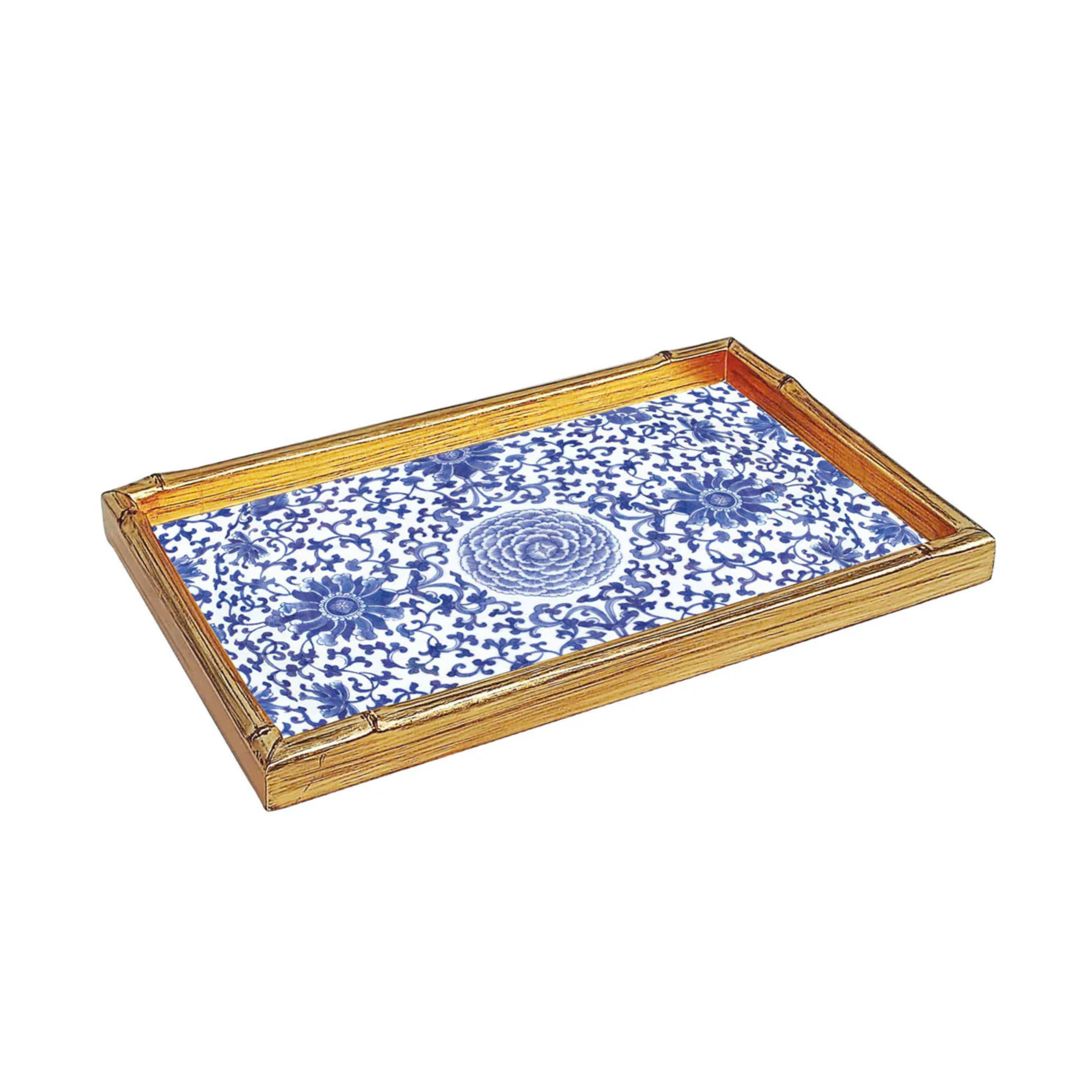 Indigo Garden Bamboo Edge Lacquer Vanity Tray