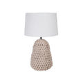 White Jute Table Lamp with Cotton Shade