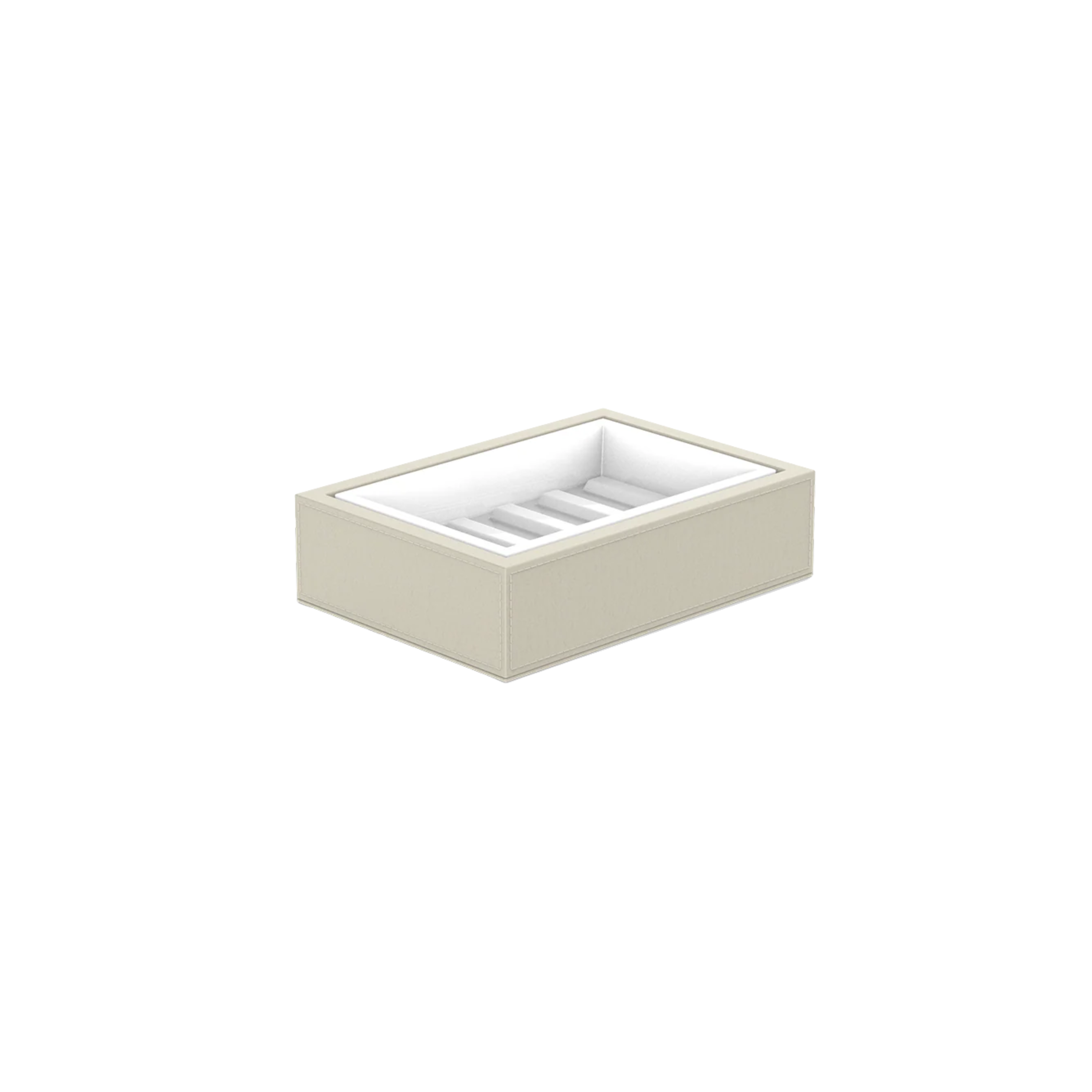 Faux Leather and Porcelain Soap Dish