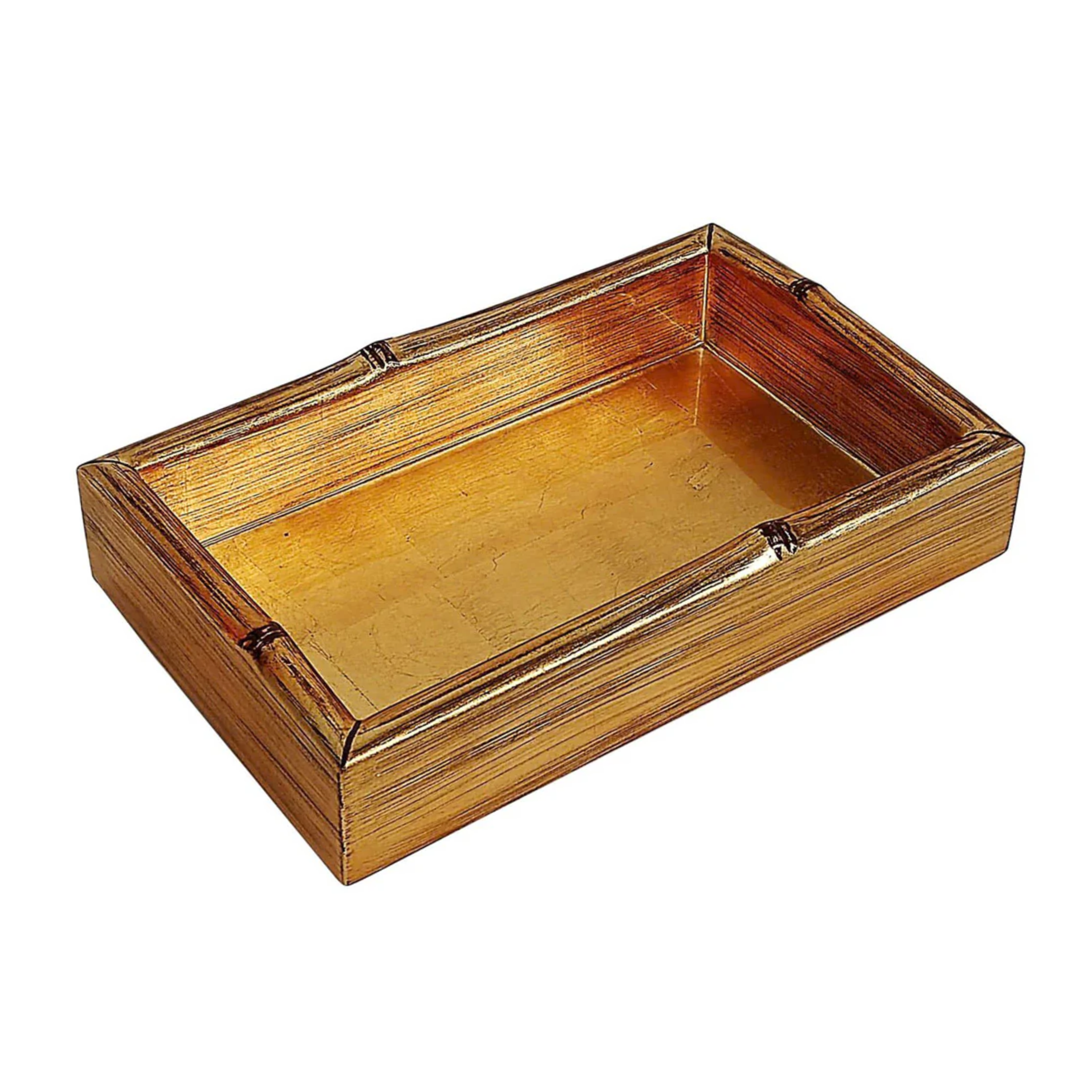 Gold Leaf Bamboo Edge Lacquer Napkin Holder Guest Towel
